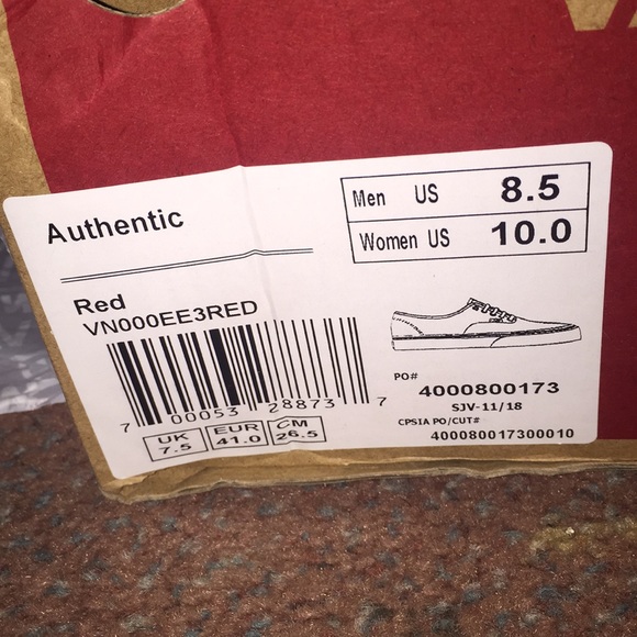 Authentic Red And White Tie On Vans - Picture 2 of 6